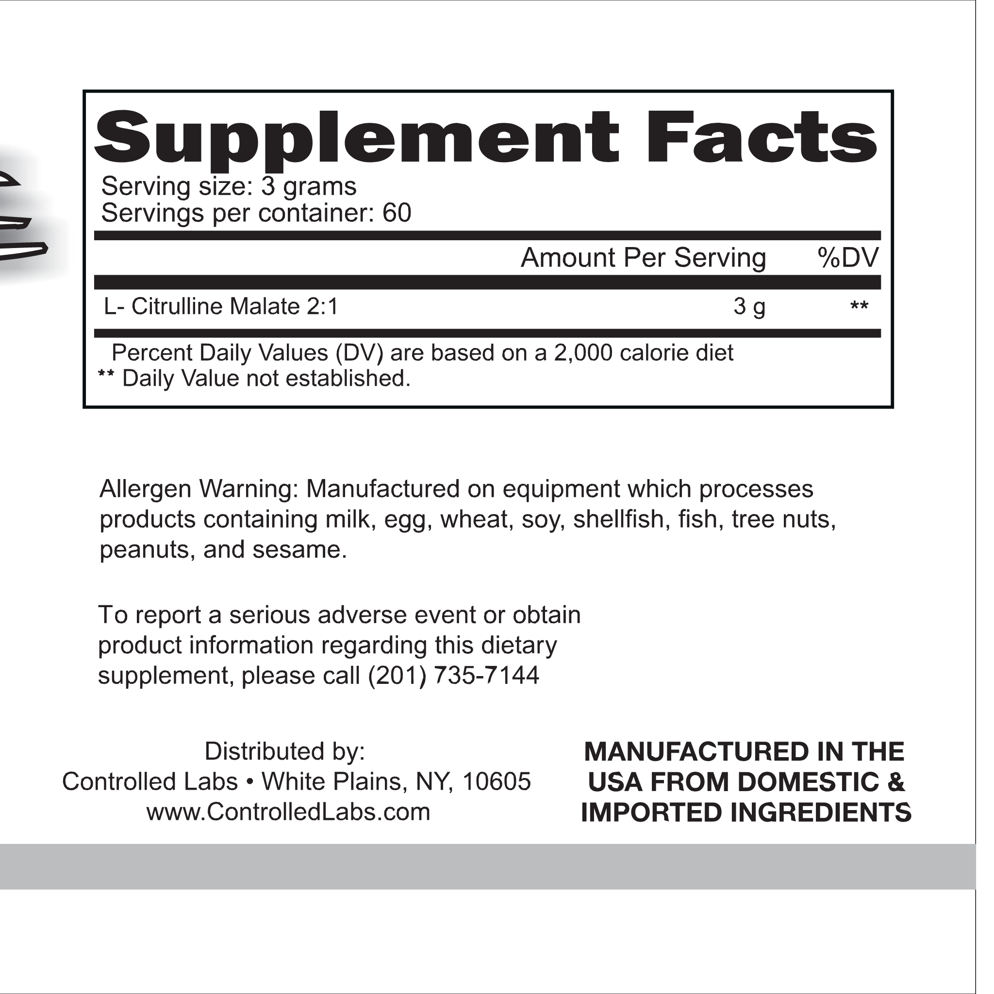 L-Citrulline Malate (Egypt) | Supplement Facts 