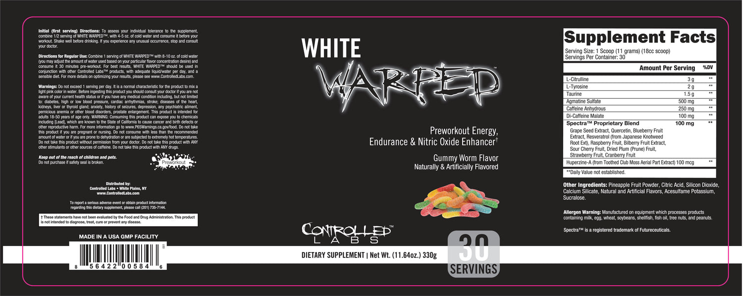 white warped gummy worm label