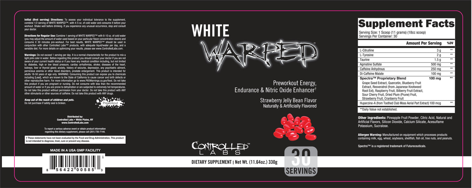 white warped sour jelly bean label