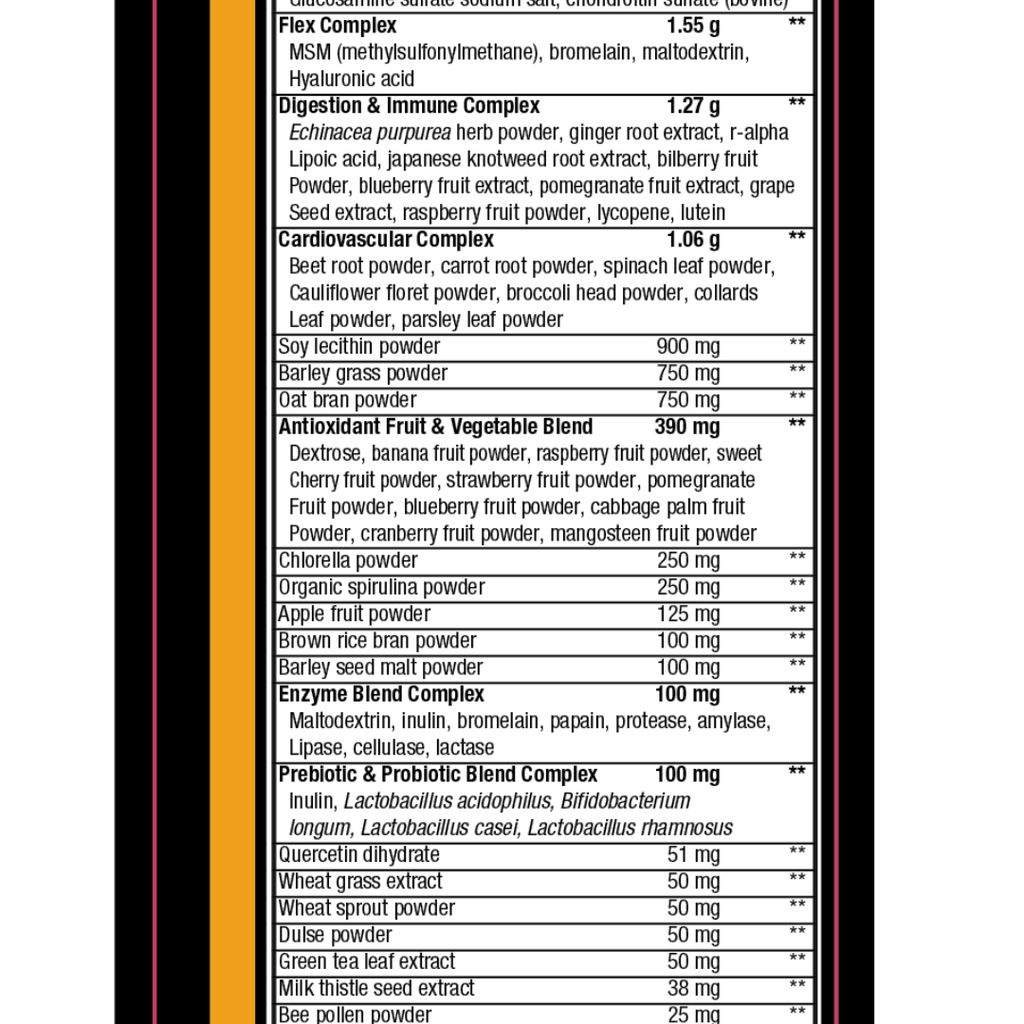 Orange Greens | Orange | Supplement Facts 2