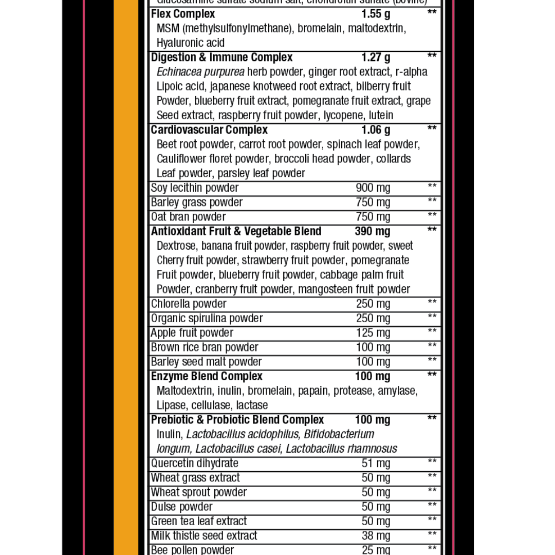Orange Greens | Orange | Supplement Facts 2