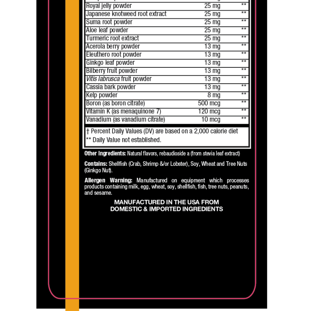 Orange Greens | Orange | Supplement Facts 3