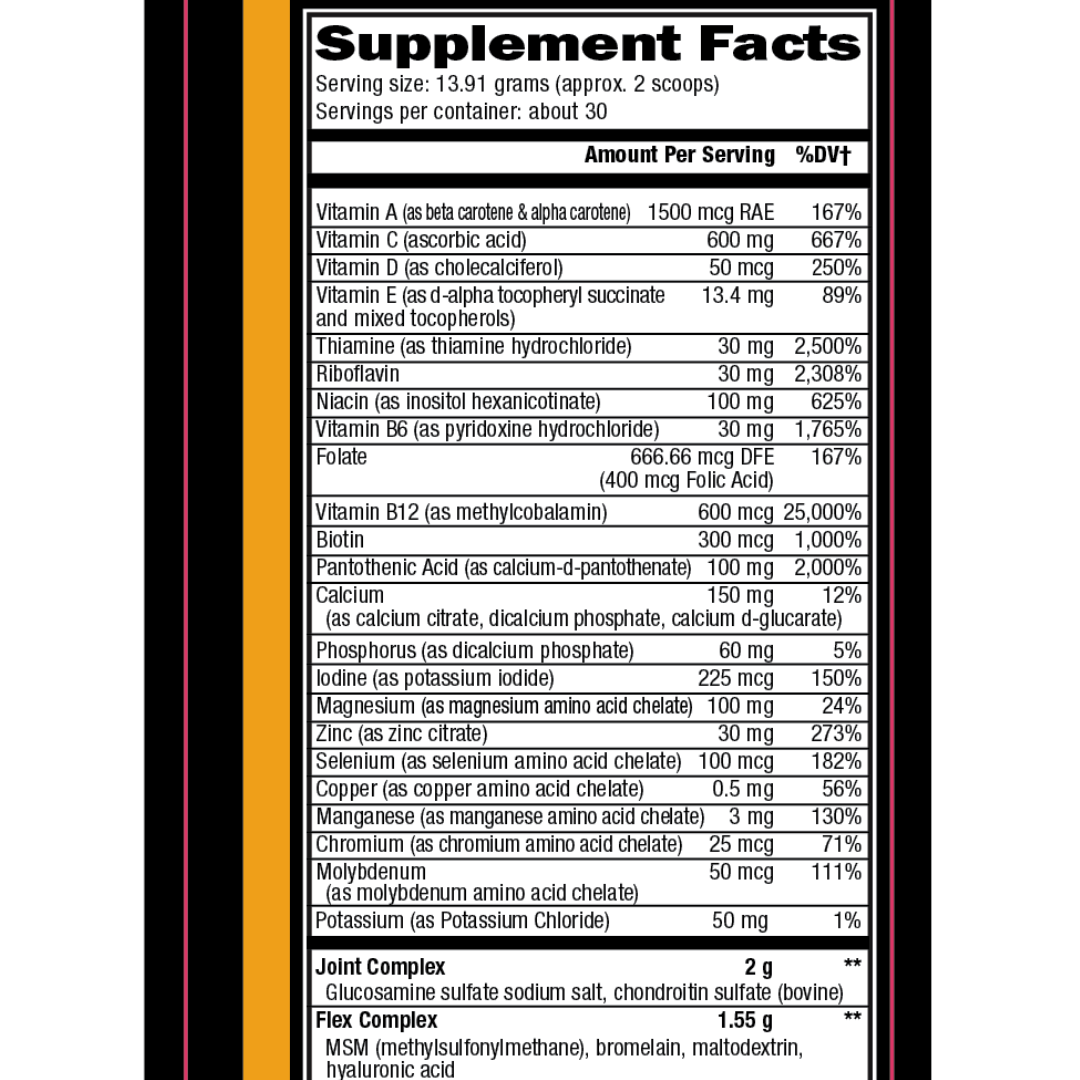 Orange Greens | Lemon Ice Tea | Supplement Facts 1