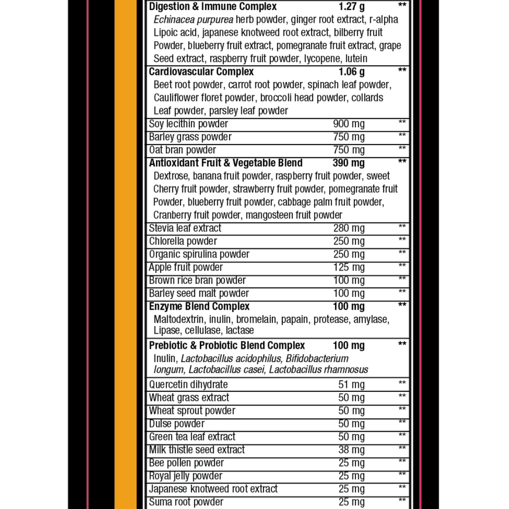 Orange Greens | Lemon Ice Tea | Supplement Facts 2