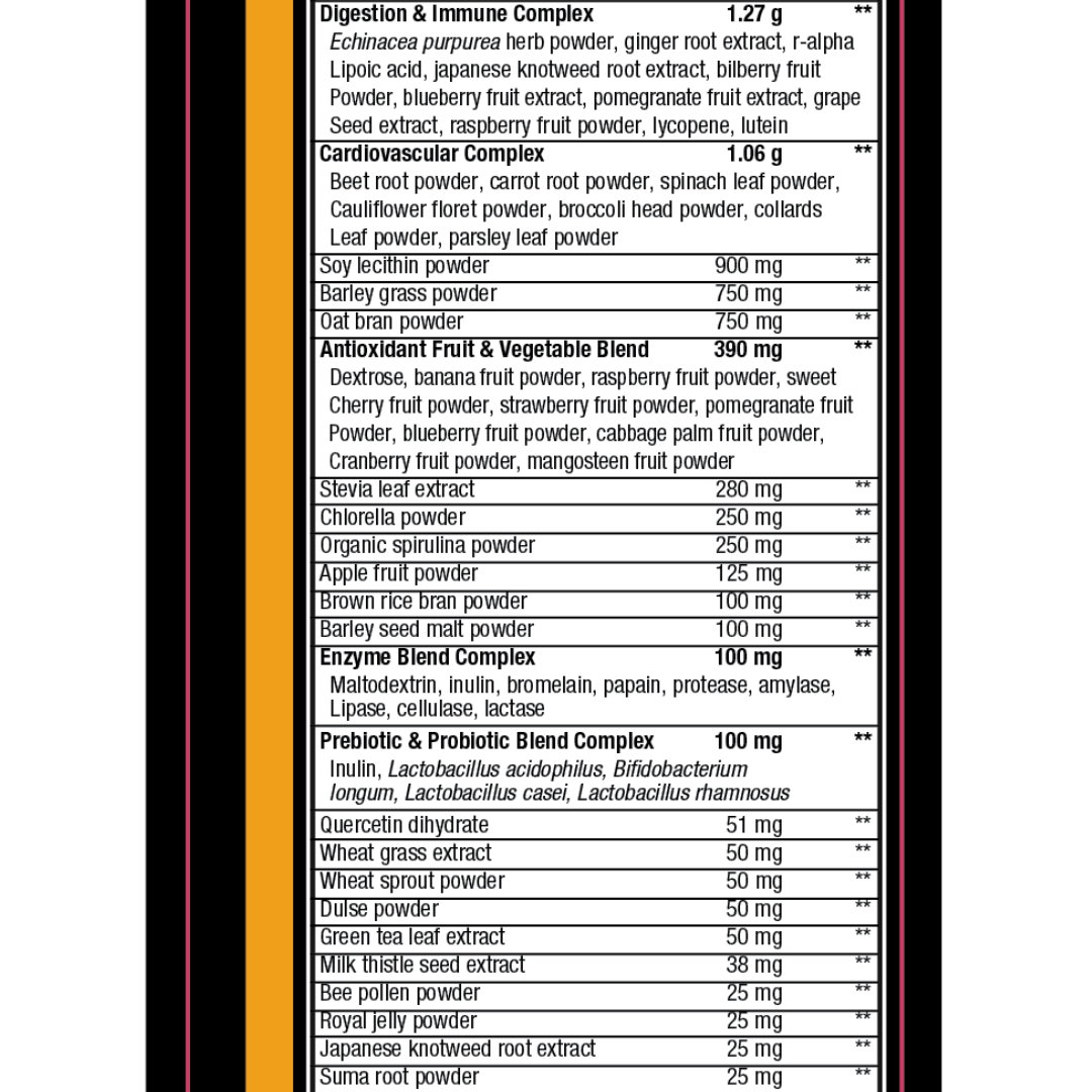 Orange Greens | Lemon Ice Tea | Supplement Facts 2